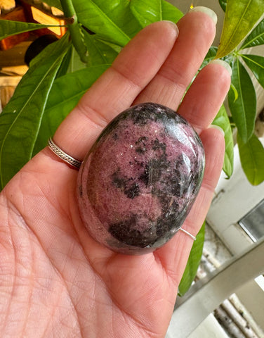 Rhodonite Palm Stone - Small