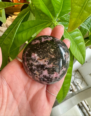 Rhodonite Palm Stone - Large