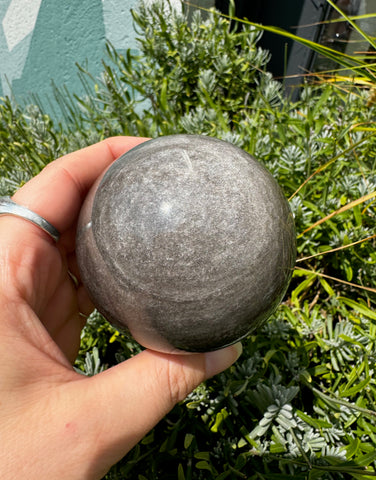 Silversheen Obsidian Sphere