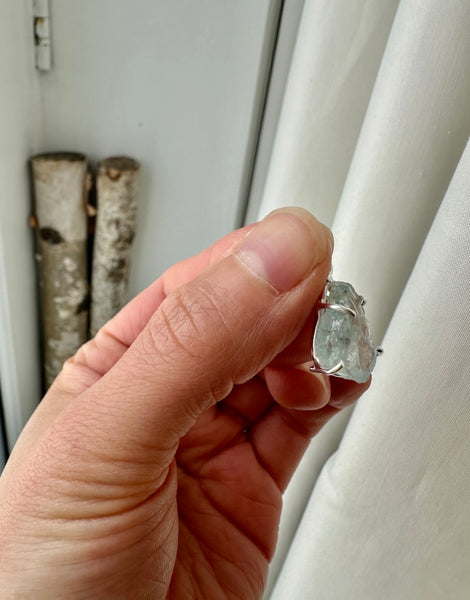 Aquamarine Raw Silver PENDANT